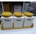 3pc Ceramic Canister Set with Bamboo Lids & Tray