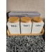 3pc Ceramic Canister Set with Bamboo Lids & Tray