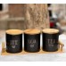 3-Piece Matte Black Porcelain Canister Set