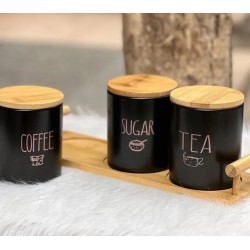 3-Piece Matte Black Porcelain Canister Set