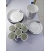 Elegant 24-piece White And Grey Patterned Opal Dinner Set