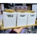 3pc Ceramic Canister Set with Bamboo Lids & Tray