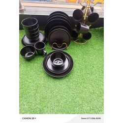 24 Piece Black Ceramic Dinner Set