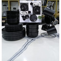 24 Piece Black Ceramic Dinner Set