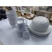 24-Piece Grey-And-White Marble Ceramic Dinner Set