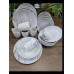 24-Piece Grey-And-White Marble Ceramic Dinner Set