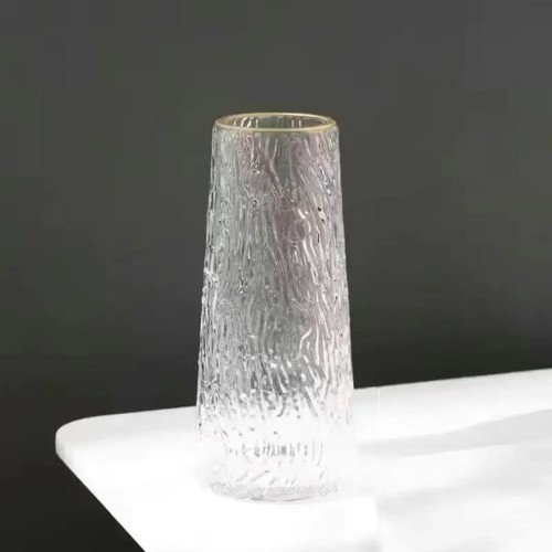 Glass Flower Vase With Gold Rim Glass Flower Vase With Gold Rim