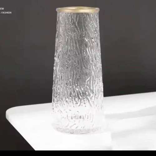 Glass Flower Vase With Gold Rim