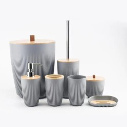 7 In 1 Bathroom Accessories Set with Wooden Top