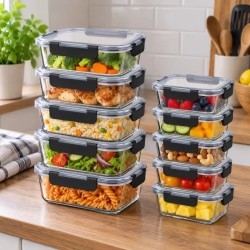 10 Pcs Set Food Grade Glass Storage Containers