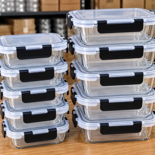 10 Pcs Set Food Grade Glass Storage Containers