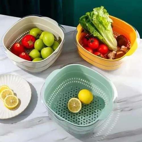 Double Layer Acrylic and Plastic Kitchen Colander
