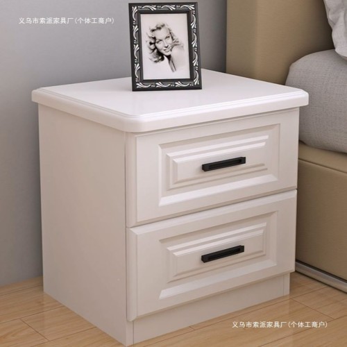 Modern White 2-Drawer Wooden Night Stand