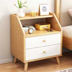 Modern Minimalist Tapered 2-Drawer BedSide Table