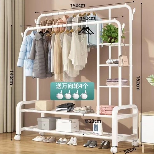 Double Layer Garment Floor Standing Rack – Stylish, Mobile & Spacious Storage Solution Double Layer Garment Floor Standing Rack – Stylish, Mobile & Spacious Storage Solution