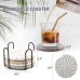 Handmade Rattan Coasters with Metallic Holder – 8-Piece Braided Wicker Set