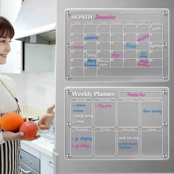 Magnetic Fridge Planner – Acrylic Dry-Erase Weekly & Monthly Organizer Board