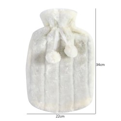 Hot Water Bottle with Faux Fleece Cover
