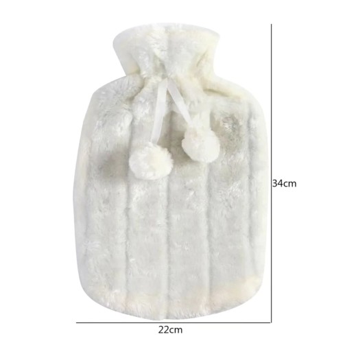 Hot Water Bottle with Faux Fleece Cover