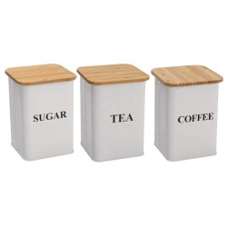 Alloy Canisters with Bamboo Lids – Airtight Tea, Coffee & Sugar Storage Jars for Modern Kitchens
