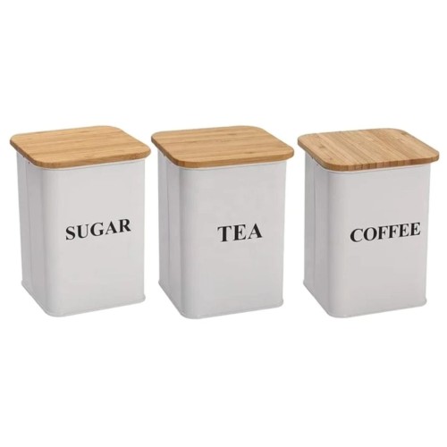 Alloy Canisters with Bamboo Lids – Airtight Tea, Coffee & Sugar Storage Jars for Modern Kitchens