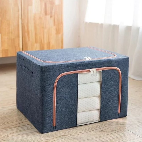 100L Zipped Storage Box Wardrobe Organizer – Large Foldable Waterproof Clothes Storage Bag with Clear Window