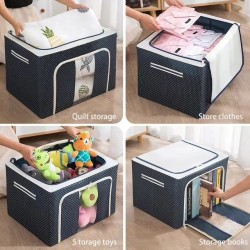 100L Zipped Storage Box Wardrobe Organizer – Large Foldable Waterproof Clothes Storage Bag with Clear Window