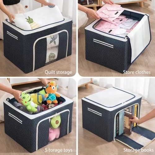 100L Zipped Storage Box Wardrobe Organizer – Large Foldable Waterproof Clothes Storage Bag with Clear Window