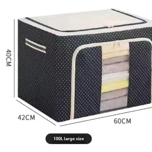 100L Zipped Storage Box Wardrobe Organizer – Large Foldable Waterproof Clothes Storage Bag with Clear Window