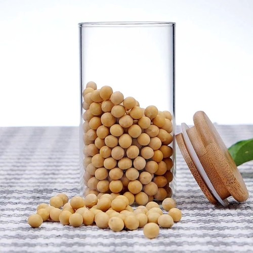 Round Bamboo Lid Glass Jars Set