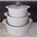 3-Piece Set Ceramic Casserole Serving Dishes with Glass Covers