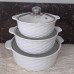 3-Piece Set Ceramic Casserole Serving Dishes with Glass Covers