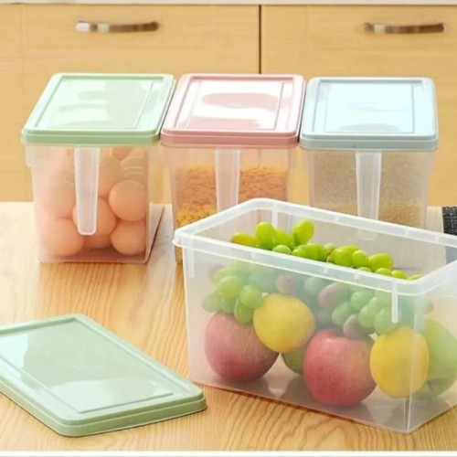 Plastic Storage Container with handle and colored Lid – 3pcs