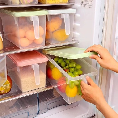 Plastic Storage Container with handle and colored Lid – 3pcs
