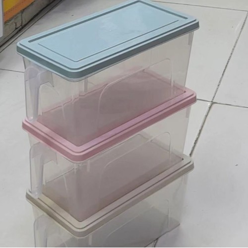 Plastic Storage Container with handle and colored Lid – 3pcs
