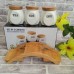 3-Piece Ceramic Canisters Set with Bamboo Stand