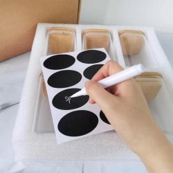 6-Pack Square Glass Jars with Bamboo Lids and Spoons