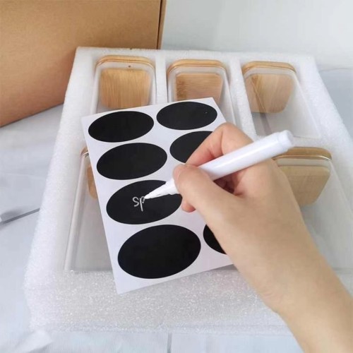 6-Pack Square Glass Jars with Bamboo Lids and Spoons
