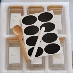 6-Pack Square Glass Jars with Bamboo Lids and Spoons