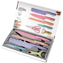 Colorful Stainless Kitchen Knives Set of 6 PCS with Magnetic Tool Rack Colorful Stainless Kitchen Knives Set of 6 PCS with Magnetic Tool Rack