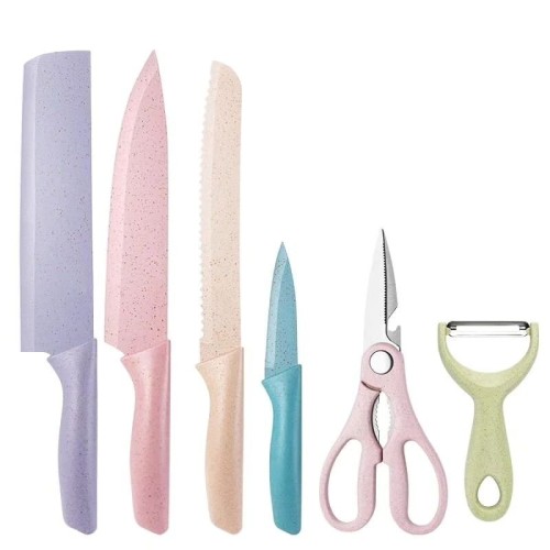Colorful Stainless Kitchen Knives Set of 6 PCS with Magnetic Tool Rack Colorful Stainless Kitchen Knives Set of 6 PCS with Magnetic Tool Rack