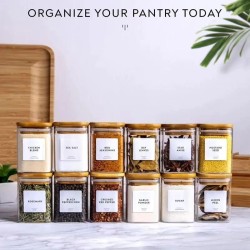 Square Glass Spice Jar Set