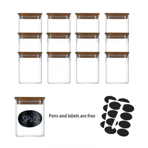 Square Glass Spice Jar Set Square Glass Spice Jar Set