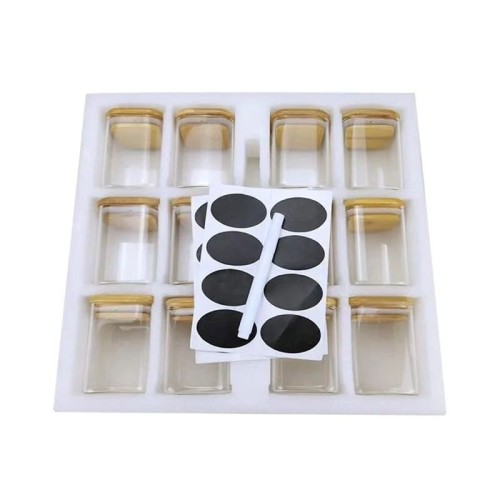 Square Glass Spice Jar Set Square Glass Spice Jar Set