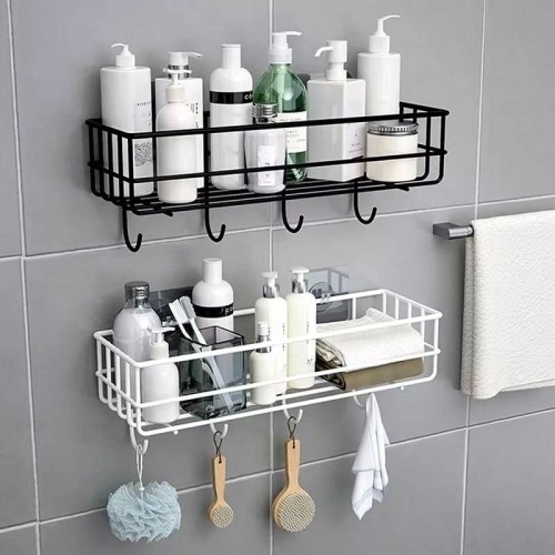 Bathroom/Kitchen Shelf with Hooks