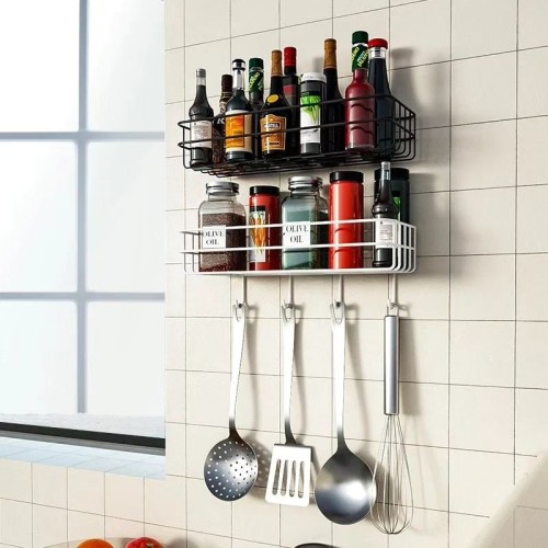 Bathroom/Kitchen Shelf with Hooks