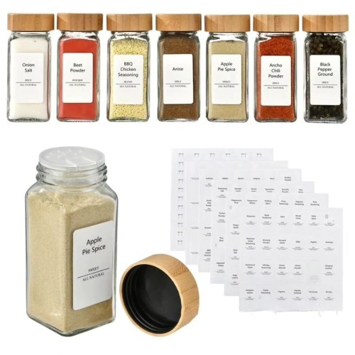 12 PCS Premium Thick Glass Storage Jars with Bamboo Lid