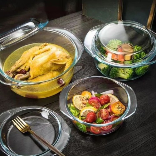 3pcs Glass Casserole Dish with Lid