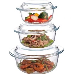 3pcs Glass Casserole Dish with Lid