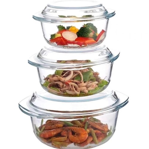 3pcs Glass Casserole Dish with Lid 3pcs Glass Casserole Dish with Lid